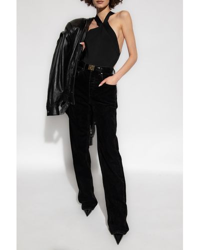 Saint Laurent Bodysuit With Denuded Shoulders - Black