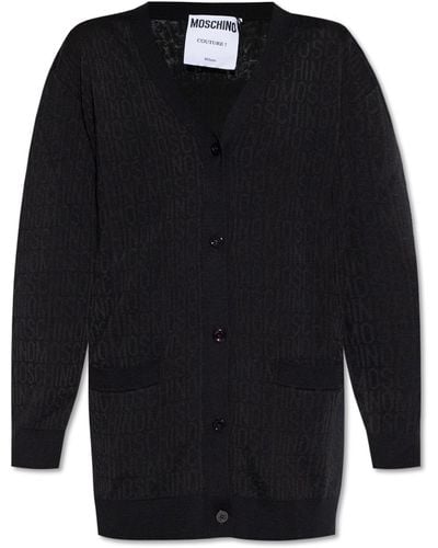 Moschino Monogrammed Wool Cardigan - Black