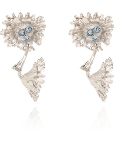 Marni Earrings With Daisy Motif , - Metallic