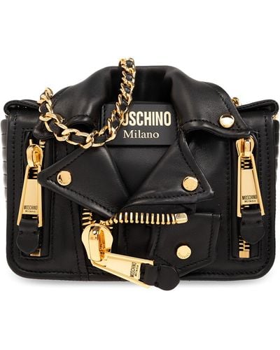 Moschino Leather Shoulder Bag, - Black