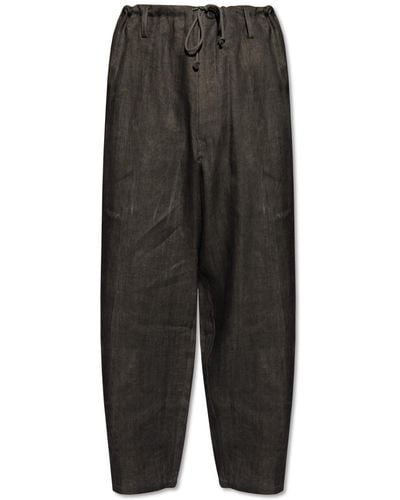 Yohji Yamamoto Loose-fitting Linen Trousers, - Black