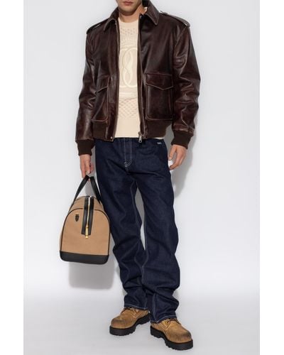 Bally Leather Jacket With Vintage Effect - Brown