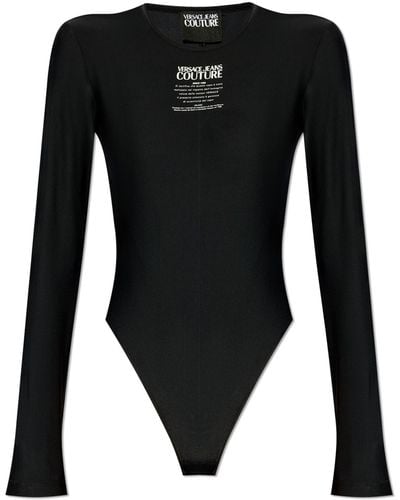 Versace Bodysuit With Logo, - Black