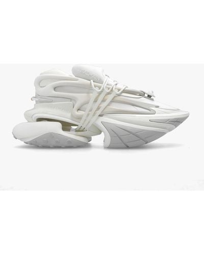 Balmain White Unicorn Sneakers In Leather And Neoprene