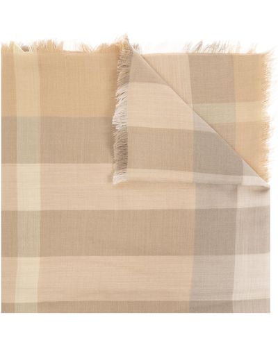 Burberry Checked Scarf, - Natural