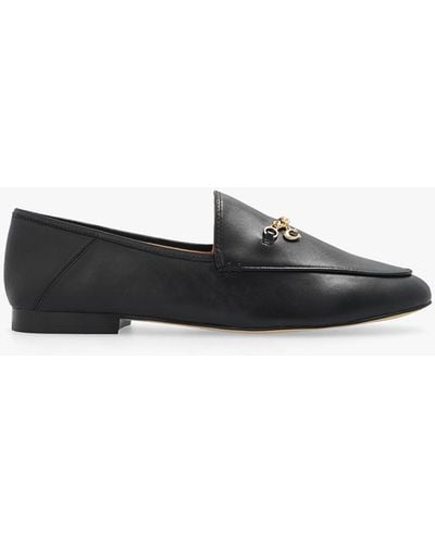 COACH Hanna Gold-tone Chain Leather Loafers - Black