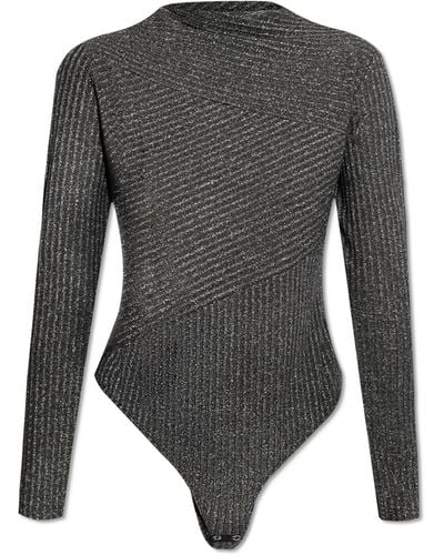 AllSaints 'gia' Lurex Bodysuit, - Grey