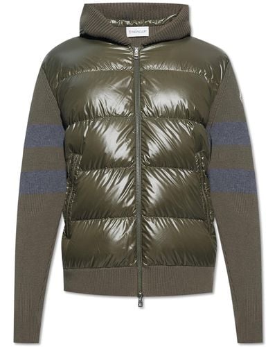 Moncler Cardigan With Down Front - Green