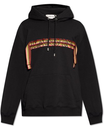 Lanvin Hoodie With Logo Patch, - Black