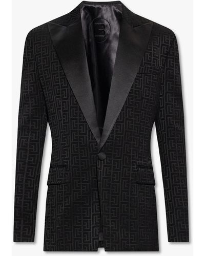 Balmain Blazer With Monogram - Black