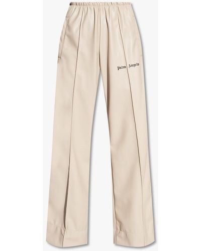 Palm Angels Trousers With Logo - Natural