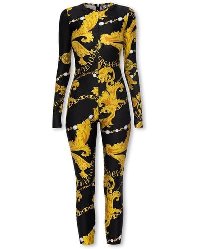 Versace Jumpsuit With 'chain Couture' Pattern - Black