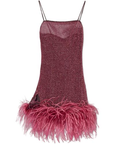 Oséree Ostrich Feather Dress, - Red