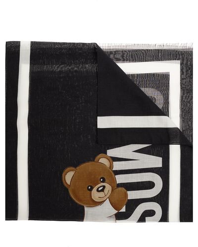Moschino Scarf With Logo, - Black