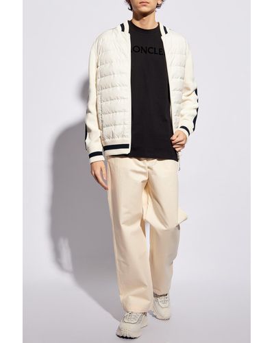 Moncler Cardigan With Down Front, - Natural