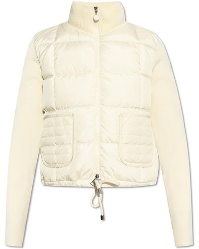 Moncler Cardigan With A Quilted Front - Natural