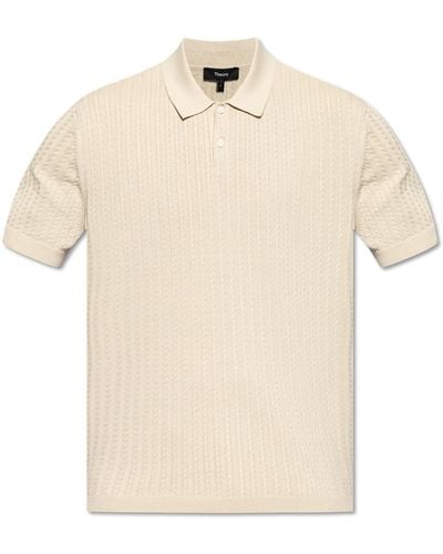 Theory Knitted Polo, - Natural