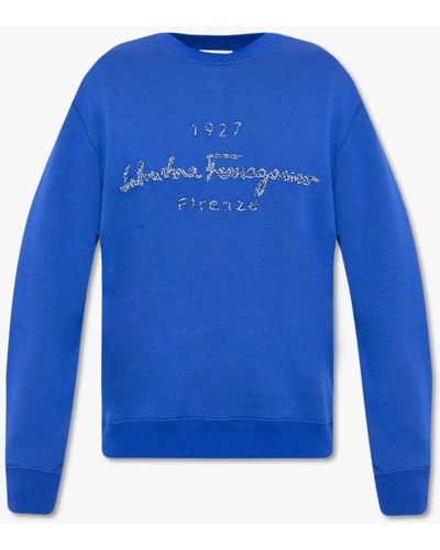 Ferragamo Sweatshirt With Logo - Blue