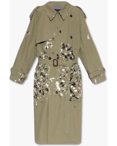Balenciaga Trench Coat With Paint Effect, - White
