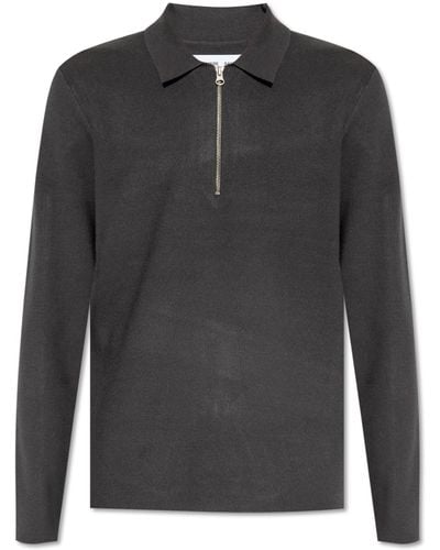 Samsøe & Samsøe 'guna' Polo Shirt With Long Sleeves, - Black