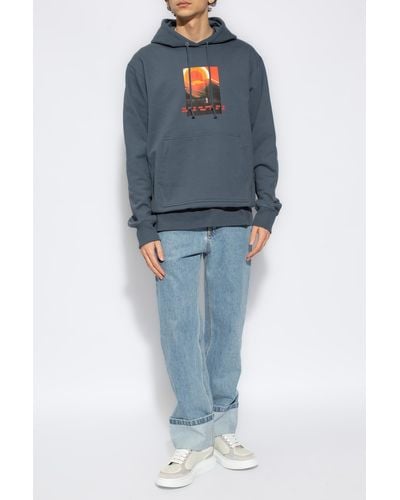 Helmut Lang Hoodie With Logo, - Blue