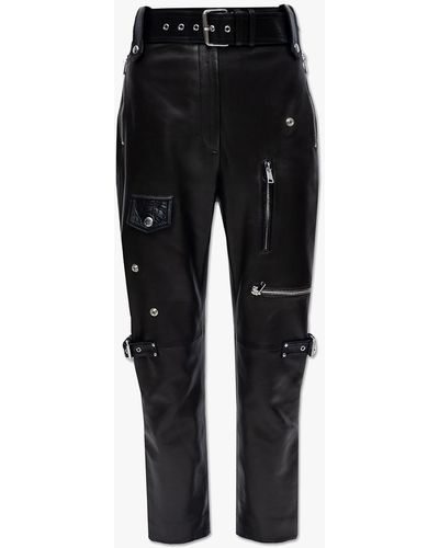 Alexander McQueen Leather Trousers - Black