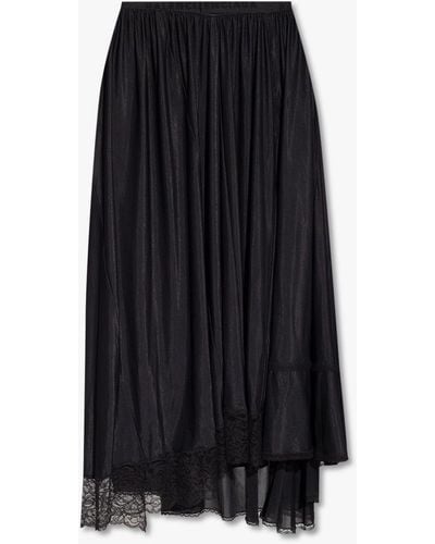 Balenciaga Lace-trimmed Skirt - Black