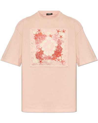 Versace T-shirt With Print, - Pink