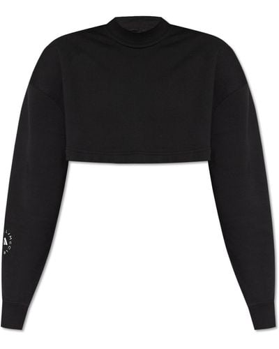 adidas By Stella McCartney Cropped Sweatshirt With Logo - Black
