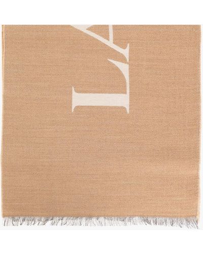 Lanvin Scarf With Logo - Natural