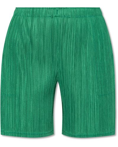 Pleats Please Issey Miyake Pleated Shorts - Green