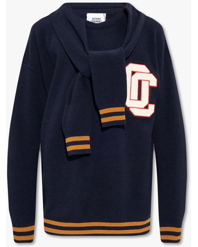 Opening Ceremony Sweater With Tie Neck - Blue