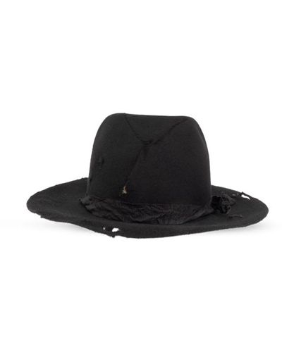 Yohji Yamamoto Wool Fedora Hat, - Black