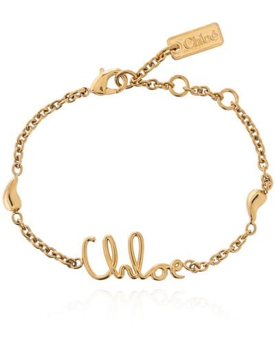 Chloé Logo Bracelet, - Metallic