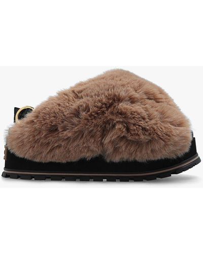 Marc Jacobs Faux Fur Platform Sandals - Brown