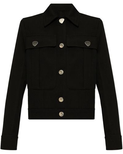 Ferragamo Wool Jacket With Collar, - Black