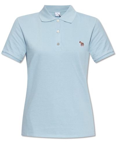 PS by Paul Smith Polo Shirt With Logo Patch, - Blue