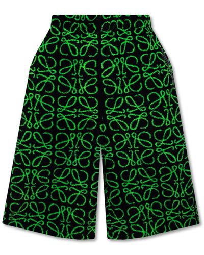 Loewe Fleece Shorts With Logo - Green