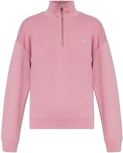 Maison Kitsuné Sweatshirt With Standing Collar, - Pink