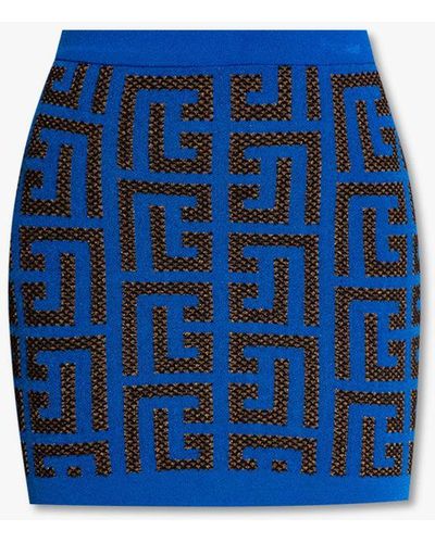 Balmain Monogrammed Skirt - Blue