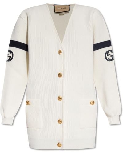 Gucci Ribbed Cardigan, - White