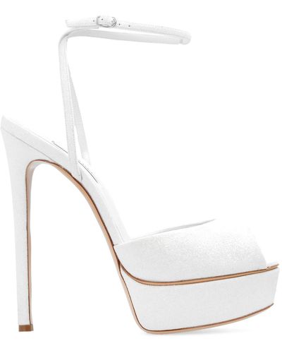 Casadei 'flora Jolly' Satin Platform Sandals, - White