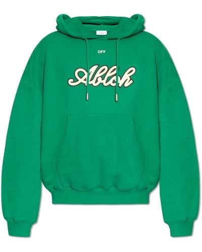 Off-White c/o Virgil Abloh Oversize Cotton Hoodie, - Green