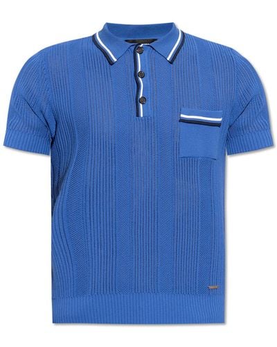 DSquared² Openwork Polo Shirt, - Blue