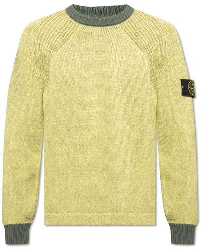 Stone Island Sweater With Logo, - Yellow