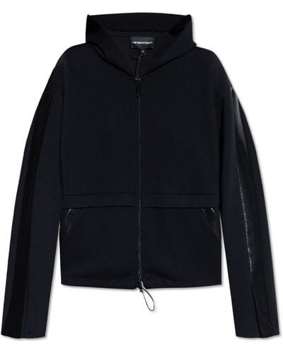 Emporio Armani Hoodie With Two-Way Zip - Blue