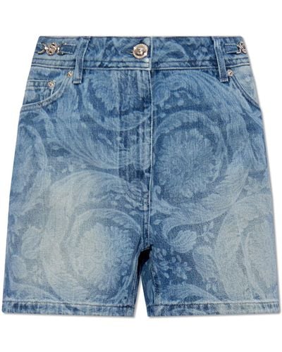 Versace Denim Shorts, - Blue