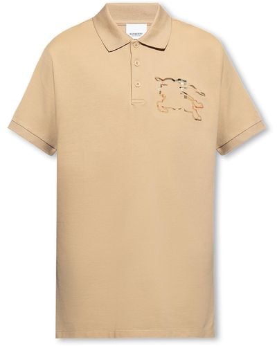 Burberry Winslow Polo Shirt In Organic Piqué With Ekd - Natural
