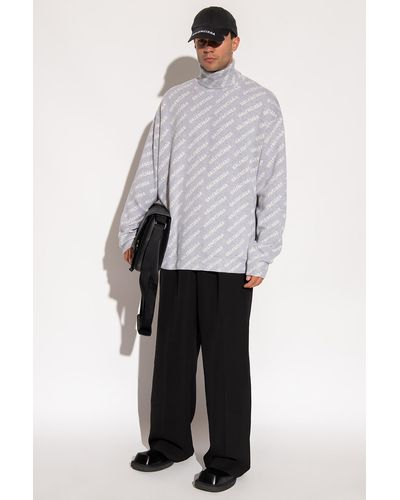 Balenciaga Patterned Turtleneck Sweater - Gray