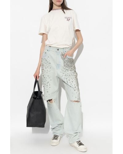 Golden Goose Jeans With Crystals, , Light - White